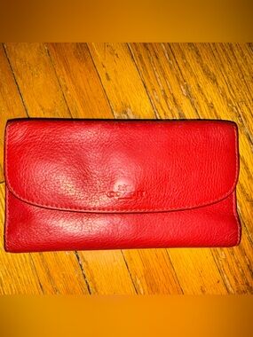 Coach Red Leather Flap Wallet